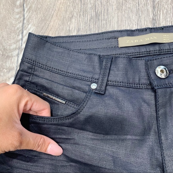 Zara Jeans Zara Man Waxed Dark Slim Fit Jeans In Size 3x32 Poshmark